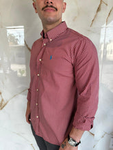 Carregar imagem no visualizador da galeria, Camisa Social RL Quadriculada M/L - Vermelho Logo Azul