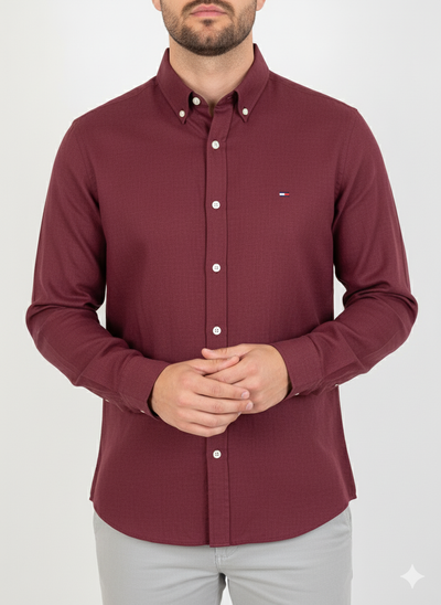 Camisa Social Tommy Hilfiger M/L Linho -