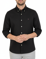 Camisa Social TH M/L Linho - Preto