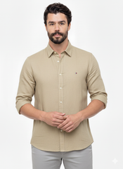Camisa Social TH M/L Linho - Caqui