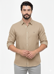 Camisa Social TH M/L Linho - Bege