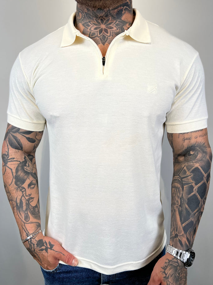 Gola Polo RA - Zíper Bordado - Creme