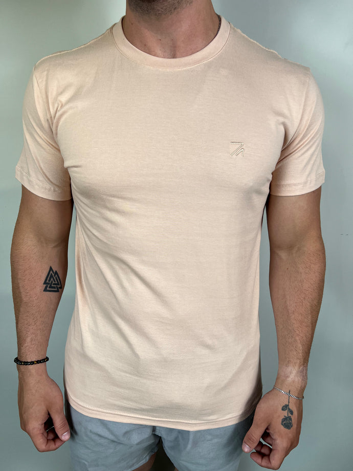 Camiseta RA Básica - Bordado - Bege Claro