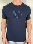 Camiseta EA Estampada - Azul Marinho Logo Centro Escrito