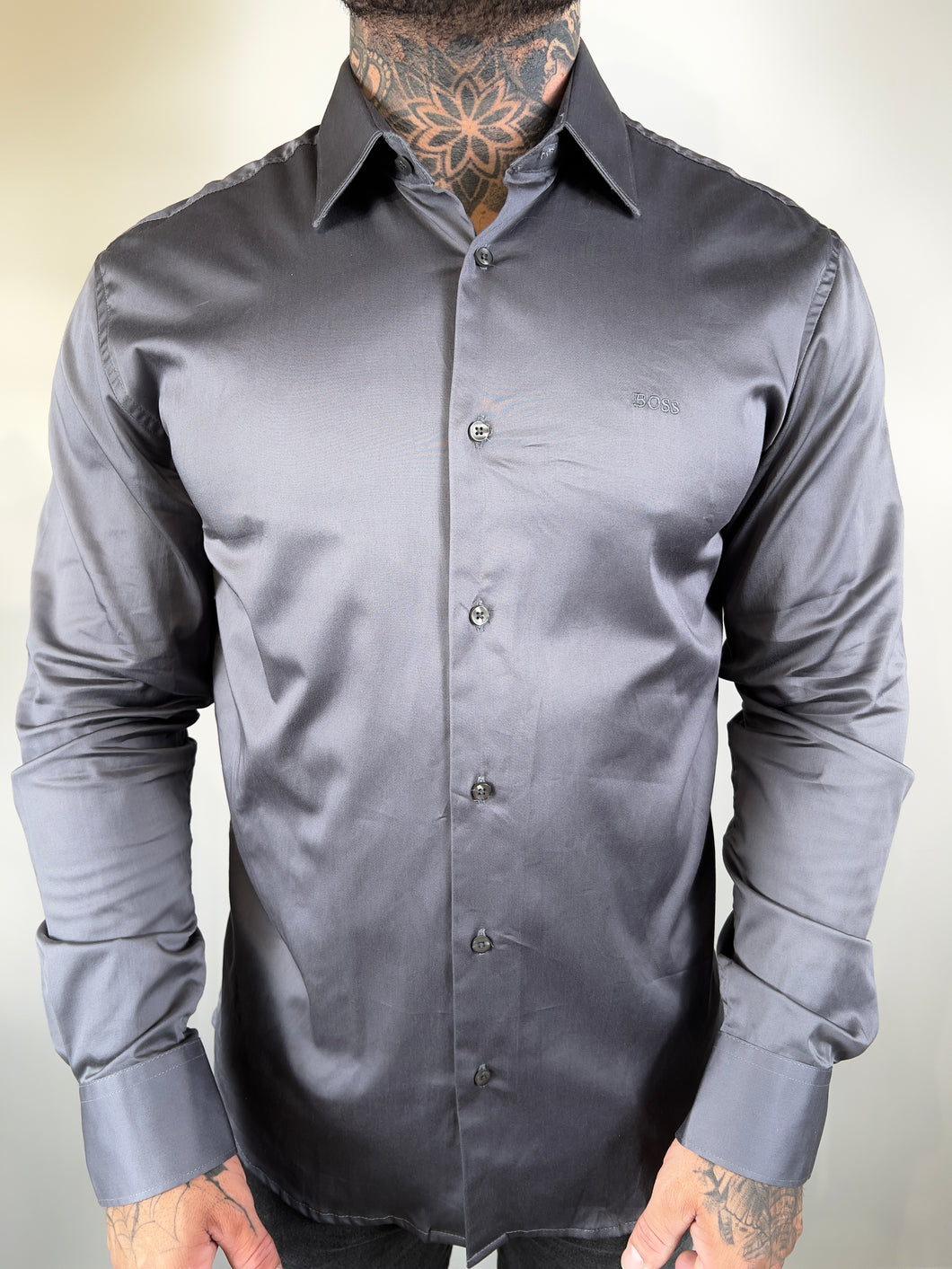 Camisa Social HB Acetinada - M/L - C. Escuro