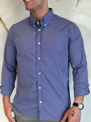 Camisa Social RL Xadrez M/L Tam.Especial - A.Marinho Logo Laranja
