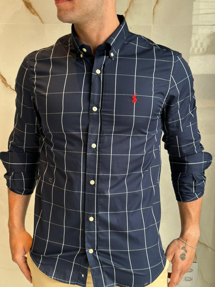 Camisa Social RL Xadrez M/L - Marinho | Vermelho