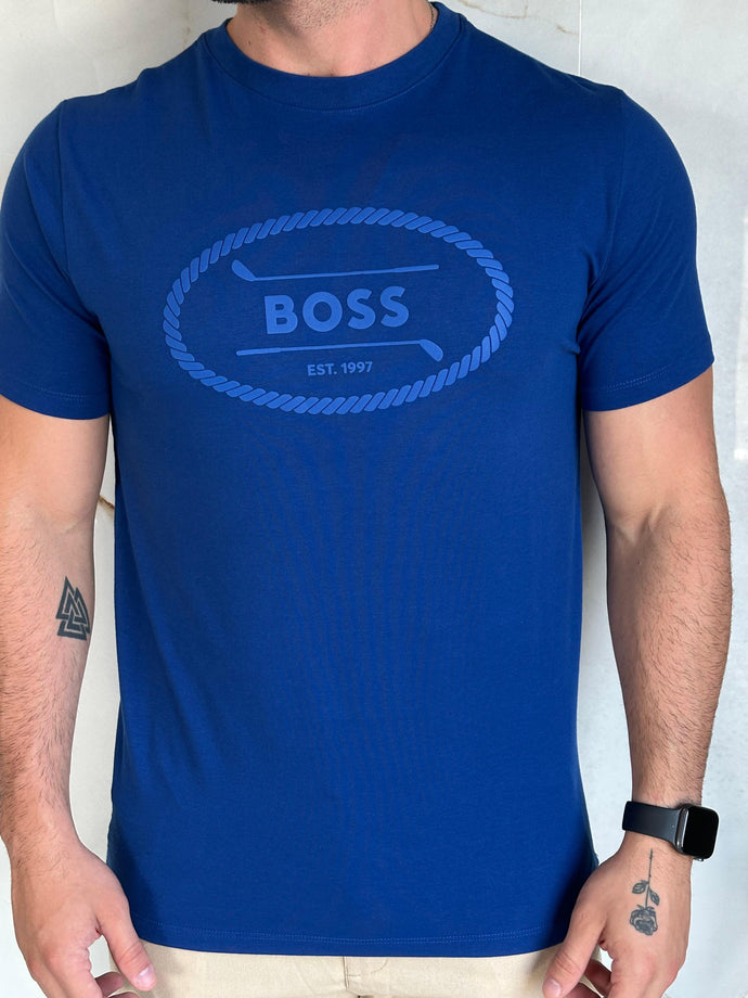 Camiseta Básica HB - Azul Royal Logo Monocromatico