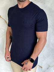 Camiseta Básica LC - Azul Marinho Logo Bordado