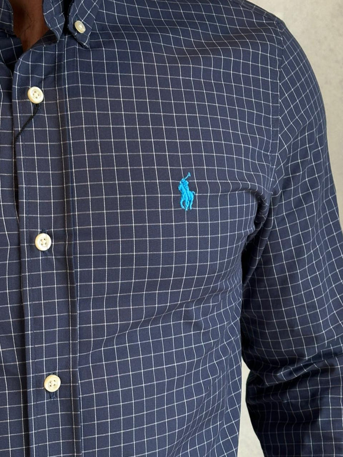 Camisa Social RL Microxadrez M/L - Marinho | Azul