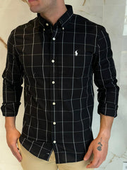 Camisa Social RL Xadrez M/L - Preto | Branco