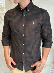Camisa Social RL Microxadrez M/L - Preto | Off-White