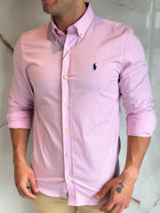 Camisa Social RL Microxadrez M/L - Rosa | Marinho
