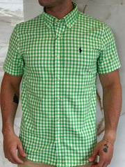 Camisa Social RL Microxadrez M/C - Verde | Marinho